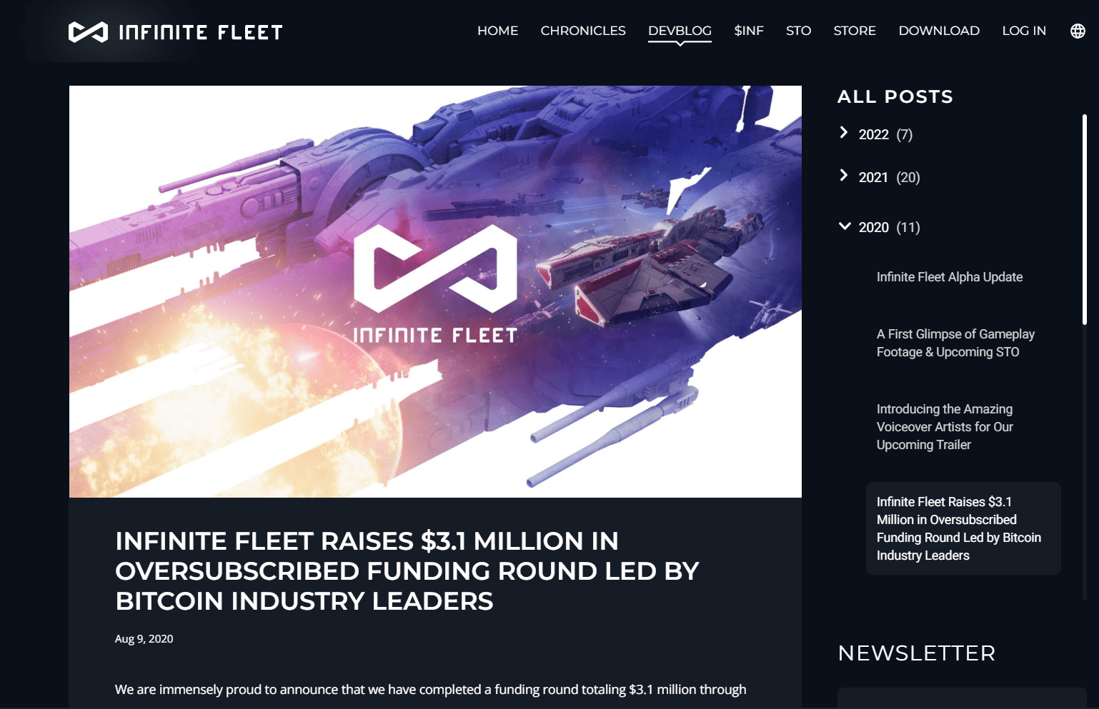 Infinite Fleet website