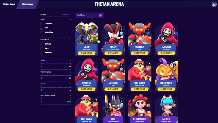 Thetan Arena Premium Heroes