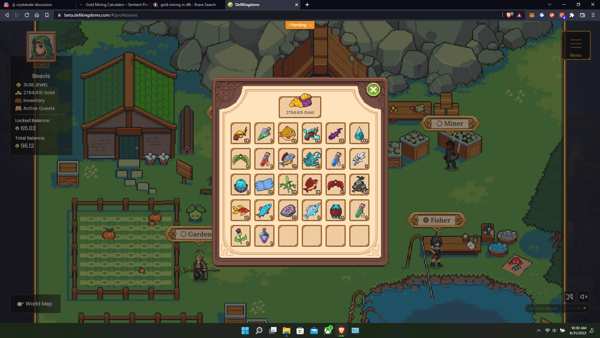 My meager inventory in Serrendale