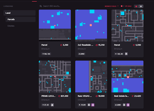 Find the lands on sale through the marketplace view